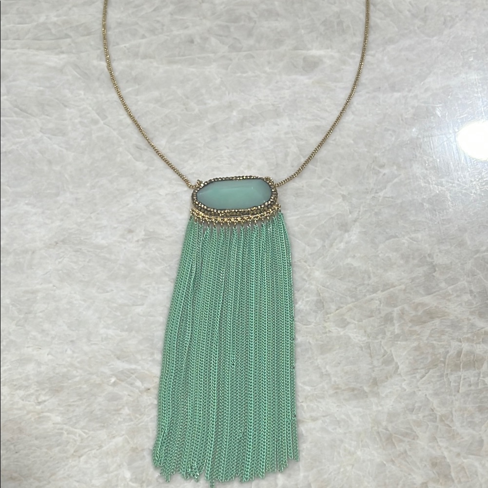 Elegant Turquoise And Gold Tassel Necklace 20$